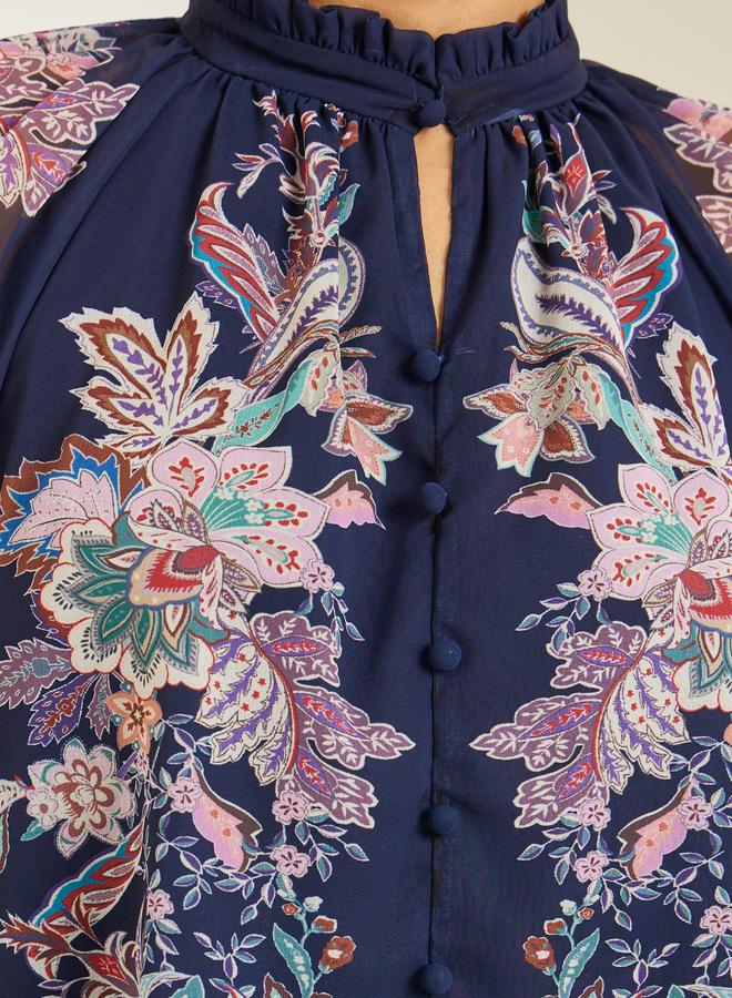 Styli Women Navy Blue Paisley Print Blouse - Image 4